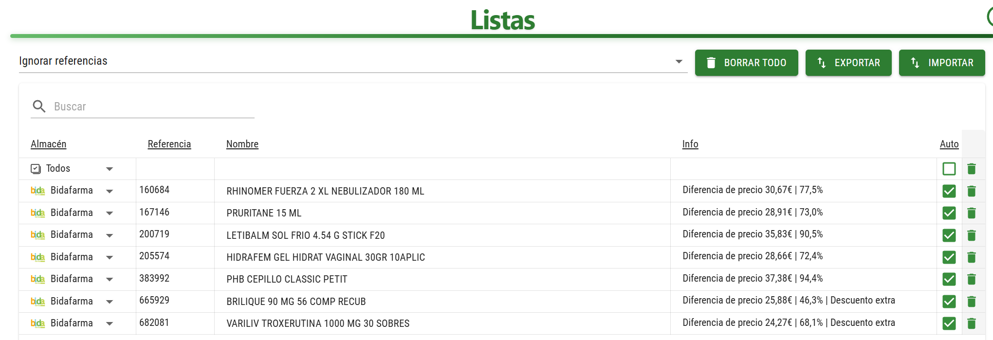 Listas para personalizar el comportamiento de las referencias